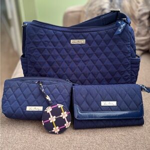 Vera Bradley Quilted Navy Shoulder Bag Set